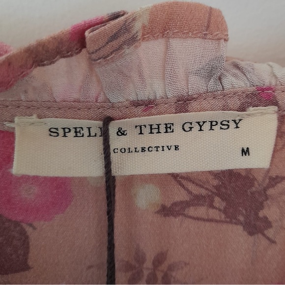 SPELL & THE GYPSY Wild Bloom Blush Pink Long Sleeve Playdress Mini Dress NWT - Picture 6 of 8